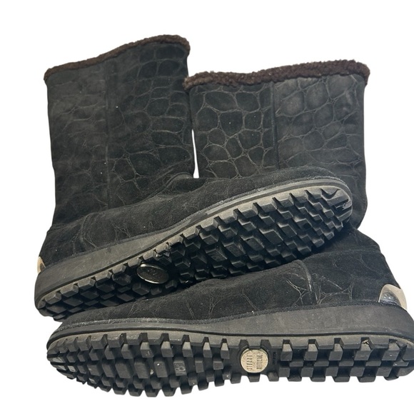 Stuart Weitzman Black Mid Calf Black Suede Pull On Boots Sz 8 - Picture 7 of 13